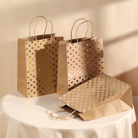 Sacs cadeaux de luxe en carton blanc imprimé à pois dorés/argentés, recyclables, avec poignées et ruban - Logo personnalisé, emballage pour vêtements