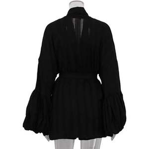 Conjunto de Blazer Personalizado para Mujer 2026, Manga Larga con Volantes, Traje Negro para Viaje - Product Image 3