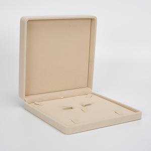 <b>Custom</b> Logo Luxury Plastic Velvet Jewelry Boxes Square Pendant Necklace <b>Ring</b> Earring Packaging Luxury Velvet Gift Jewellery - Product Image 3