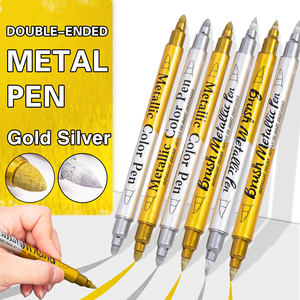 Twin Tip argento Color <span class=keywords><strong>oro</strong></span> tazze di vetro rocce da te pittura permanente impermeabile <span class=keywords><strong>pennarello</strong></span> metallico per il disegno dell'artista - Product Image 3