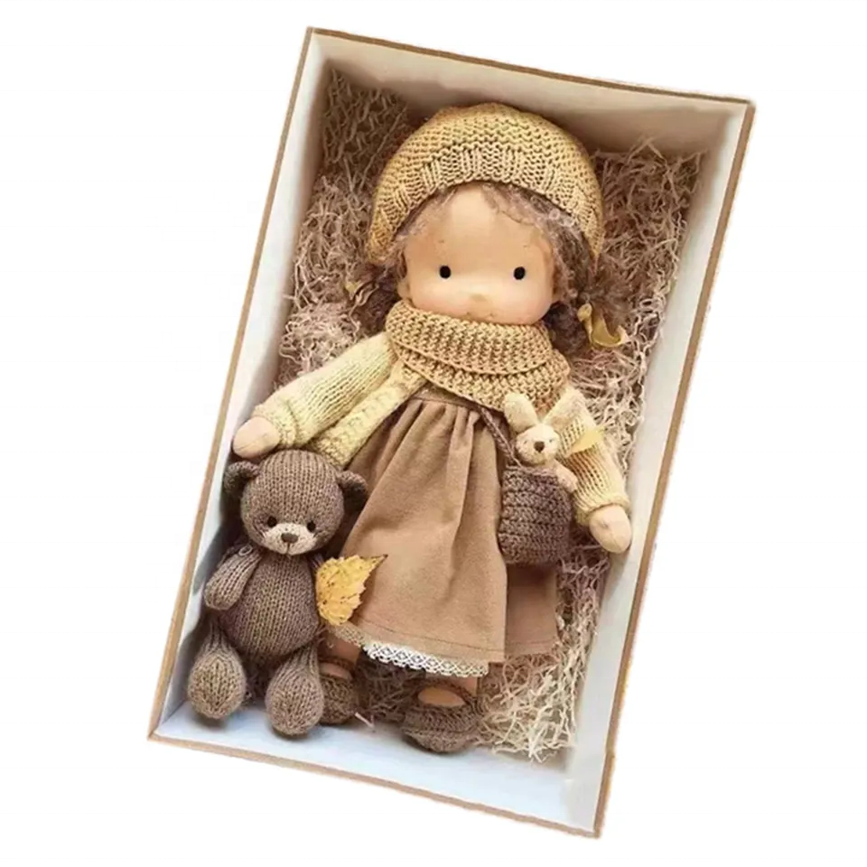 Poupée De Chiffon Avec Boîte 11x2x5 Ragdoll Avec Chapeau