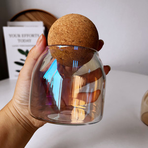 8 Ounce 10oz 12oz <strong>Amber</strong> Heat Resistant Glass <strong>Candle</strong> Holders Lanterns <strong>Candle</strong> <strong>Jars</strong> With Cork Ball Lids for Soy Wax Making - Product Image 4