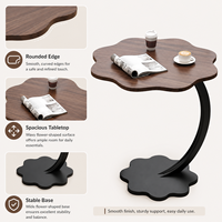Table d'appoint moderne en forme de fleur avec structure métallique incurvée pour salon, canapé, chambre à coucher