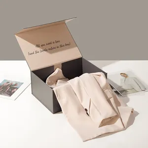 免费样品便携式OEM矩形丝带定制纸板扁平包装折叠盒包装磁性纸折叠礼品盒