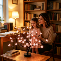 LED Weihnachts-Plastik-Dekobaum Pfirsichblütenbaum-Lampe Batteriebetrieben 40cm Weiß Batterie/USB-Stecker Dual-Betrieb