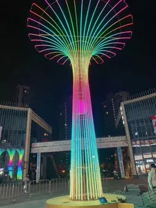 OEM/ODM Giant Outdoor Commercial Square Light Decoration LED 3D Light Motif Light Tower Tree For Festival