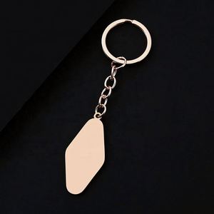 Personalized <b>Customization</b> Laser Engraving logo Printing Stainless Steel Photo diamond Shaped Blank Material Metal <b>Keychain</b> - Product Image 4