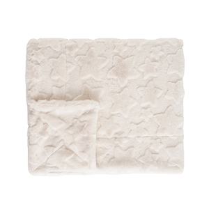 Manta de visón de conejo de piel sintética para bebé, manta de doble capa supersuave con estampado de estrellas blancas de marfil de lujo - Product Image 1