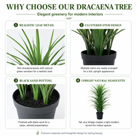 Arbre artificiel en PE de 1,5 m, Plante Dracaena réaliste, ignifuge, résistante aux UV, écologique, en pot noir, direct usine