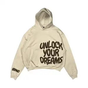 Ondersteuning Oem/Odm Custom Logo Puff Printing 400gsm Trainingspak Set Cropped Hoodie