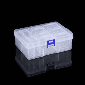 Petite boîte de rangement en plastique pour bijoux, avec compartiments, couvercle à charnière, conteneur rectangulaire pour fournitures artisanales, pour l'organisation des colliers - Product Image 1