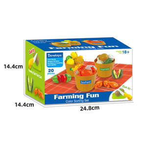 Ensemble d'apprentissage des couleurs pour tout-petits, jeu de tri, thème ferme, marché, cuisine, aliments et fruits de mer, jouets pour enfants pour couper les fruits et légumes - Product Image 4