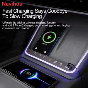 แผงสัมผัส Navihua สำหรับ Tesla Model 3 Highland พร้อมไฟ Ambient Light และที่ชาร์จโทรศัพท์ไร้สายในรถยนต์ - Product Image 3