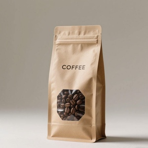 Pochette à fond plat en papier kraft personnalisée de 250 g, 500 g, 1 kg avec fenêtre, 100 % recyclable, écologique, pour l'emballage du café, avec fermeture éclair - Product Image 3