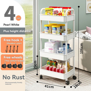 Carrito de Almacenamiento con Ruedas, Estante Multiusos para Cocina, Baño, <span class=keywords><strong>Dormitorio</strong></span>, Sala de Estar, Estante de Almacenamiento Extraíble - Product Image 2