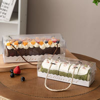 Boîte à gâteau roulé suisse en plastique transparent portable personnalisée avec poignée