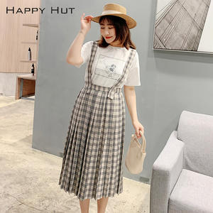 Falda Midi Plisada a Cuadros de Verano para Mujer Talla Grande N7534, Cintura Regular, Tejido de Algodón - Product Image 4