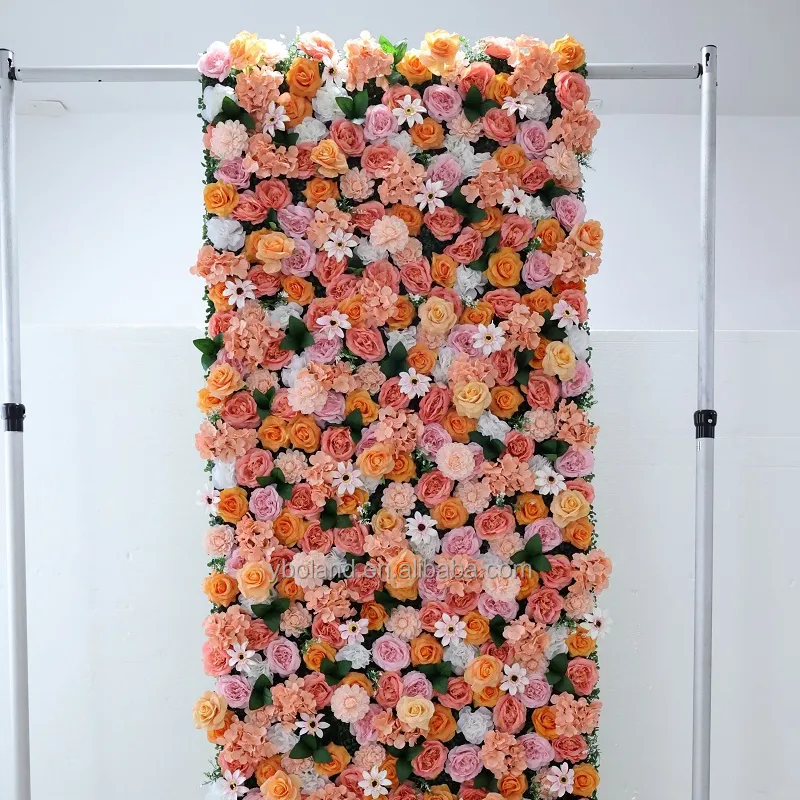 S0547 New style Wedding decoration roll up fabric artificial flower backdrop cloth curtain panels flower wall backdrop