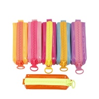 Sac à crayons de papeterie à fermeture éclair exagérée, coloré et tendance, transparent, personnalisé, mignon, impression numérique