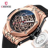 Jam Tangan Mekanik Berongga Berkualitas Tinggi dengan Tali Silikon, Jam Tangan Otomatis Pria Mewah, Stylish, Trendi, dan Tahan Air