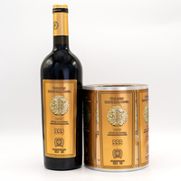 Étiquette de bouteille de vin, de boisson et de bière en papier gaufré or brillant personnalisée par le fournisseur, grande, autocollante, imperméable, adhésif puissant