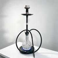 Chicha électrique avec base en verre, tige en métal noir, contrôle de la chaleur, tuyau d'eau avec flexible pour bar lounge et usage domestique