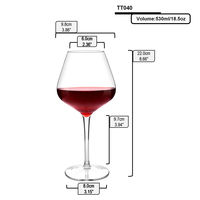 Verre à vin Tritan sans BPA de 530 ml, transparent comme du cristal, incassable, en plastique, compatible lave-vaisselle, possibilité d'ajouter un logo personnalisé