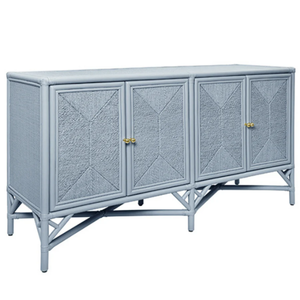 Eleanor Cabinet Rattan four door cabinet with <b>rope</b> front doors in painted <b>light</b> blue Woven/Wicker/Rattan/Cane - Product Image 3