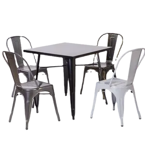 Metall Eisen stapelbar industrielle Vintage billige Retro Outdoor Metall Tische und Stühle Restaurant Bar Cafe Möbel zum Verkauf
