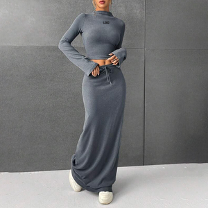 F230699 Phụ Nữ Của Váy Thiết Kế Quần Áo Phụ Nữ Dài Tay Áo Crop Top T Áo Sơ Mi Và Phụ Nữ Giản Dị Dresses Dài Maxi Y2K Váy - Product Image 1