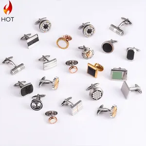 Ensemble d'accessoires de bijoux de mode vente en gros de boutons de manchette de luxe personnalisés boutons de manchette en métal en acier inoxydable chemises vierges pour hommes