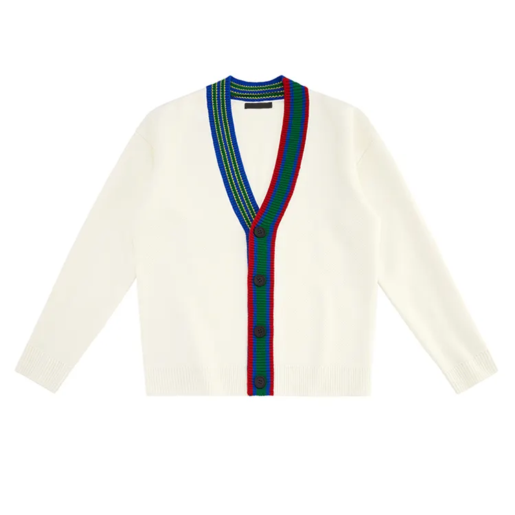 high quality plain knitwear V neck sweater white color custom cardigan sweater fashion men v neck cardigan sweaters