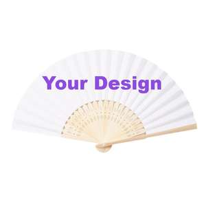 Yüksek kalite özel baskılı Logo bambu düğün katlanır el <span class=keywords><strong>Fan</strong></span> kaliteli düz ipek katlanır el <span class=keywords><strong>Fan</strong></span> düğün için promosyon - Product Image 5