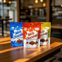 Sac de nourriture à fond plat à soufflet 8 côtés avec pochette à fermeture éclair en plastique avec impression numérique personnalisée chocolat au lait cacao collation