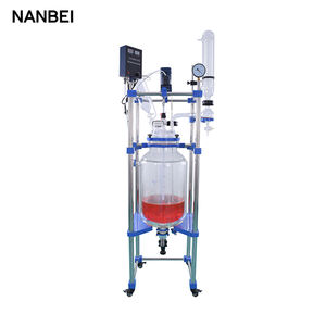 Reactor de vidrio de tanque agitado de mezcla de agitación con matraz receptor doble - Product Image 3