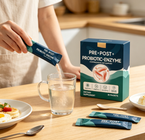 Complément alimentaire enzymatique pré et postbiotique à marque privée, prébiotiques, postbiotiques, soutien de la santé intestinale, 30 sachets - Product Image 4