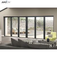 Portes et fenêtres à double vitrage AMJ, porte pliante, portes pliantes en aluminium, porte patio pliante pour appartement, hôtel
