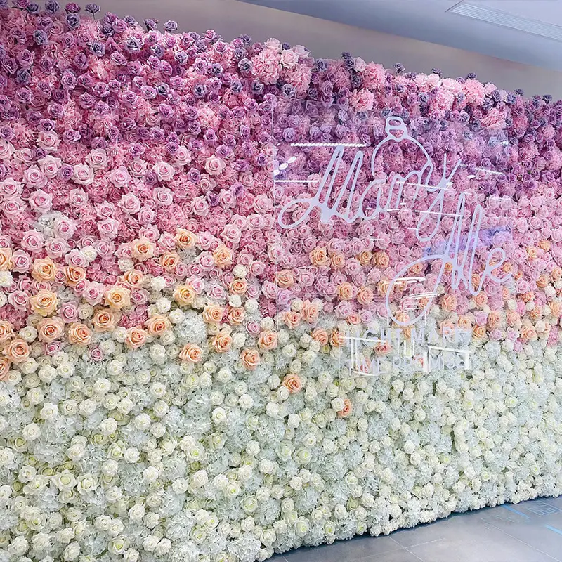 Silk Peony Rose Pink Artificial Flower Wall 100*100cm Panel Backdrop Wedding Decoration