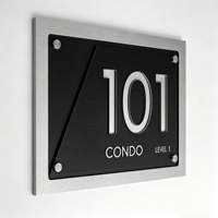 Plaque murale personnalisée pour hôpital ou clinique, numéro de porte en acier inoxydable brossé, lettres et chiffres en relief 3D