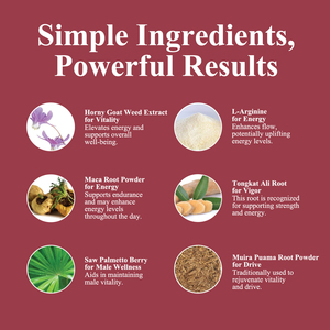 Complexe Premium Naturel pour l'Énergie et la Performance avec Horny Goat Weed, Racine de Maca et Tribulus pour le Soutien de la Vitalité Masculine - Product Image 3