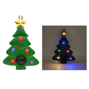 Luz LED <span class=keywords><strong>de</strong></span> jardín para exteriores con forma <span class=keywords><strong>de</strong></span> árbol <span class=keywords><strong>de</strong></span> Navidad y Papá Noel, metálica, solar, impermeable, para decoración <span class=keywords><strong>de</strong></span> jardín y camino. - Product Image 1