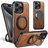Coque de téléphone SUTENI pour iPhone 18 Pro Max avec chargement magnétique sans fil 360° °   Support rotatif à boucle en similicuir huilé ciré 17 16 15 14 13