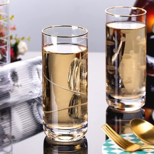 Set di 4 Bicchieri Highball da 13 Once con Motivo a Righe Sottili, Forma Cilindrica, per Acqua, Bevande, Succhi, Vino, Birra e Cocktail - Product Image 2
