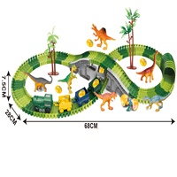 KK 150 Piezas, Pista de Carreras para Crear un Mundo de Dinosaurios, Tren Eléctrico de Dinosaurios, Juego de Juguetes de Pista de Dinosaurios, Pista de Carreras de Dinosaurios