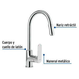 Mixer lavello a leva singola, cromato, RIVIERA FOSET, Master con 4 unità retrattile - Product Image 2