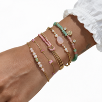 Bracelet superposé en perles de cristal colorées Gaovo, plaqué or 18 carats, en acier inoxydable résistant au ternissement, bijoux de mode pour femmes