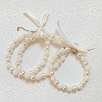 Collier élégant pour animaux de compagnie avec perles et nœud en ruban, réglable, pour chien et chat, style princesse, accessoires pour séance photo d'animaux
