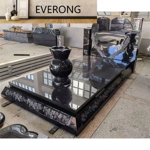 Monument funéraire en granit noir de style européen pour sépulture simple et double au <span class=keywords><strong>cimetière</strong></span> - Pierre tombale en granit noir pour <span class=keywords><strong>cimetière</strong></span> - Product Image 1