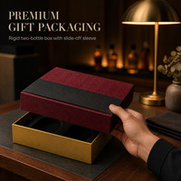 Coffret Rigide Personnalisé Bordeaux pour Spiritueux et Vins, avec Couvercle Télescopique, Coque Métallique Dorée, OEM ODM, Lamination Mate