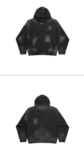Nouveau Sweat à Capuche Homme Ample en Coton Lavé 100% avec Imprimé Tendance, Logo Personnalisé, Effet Délavé Noir & Blanc, Style Vieilli - Product Image 3